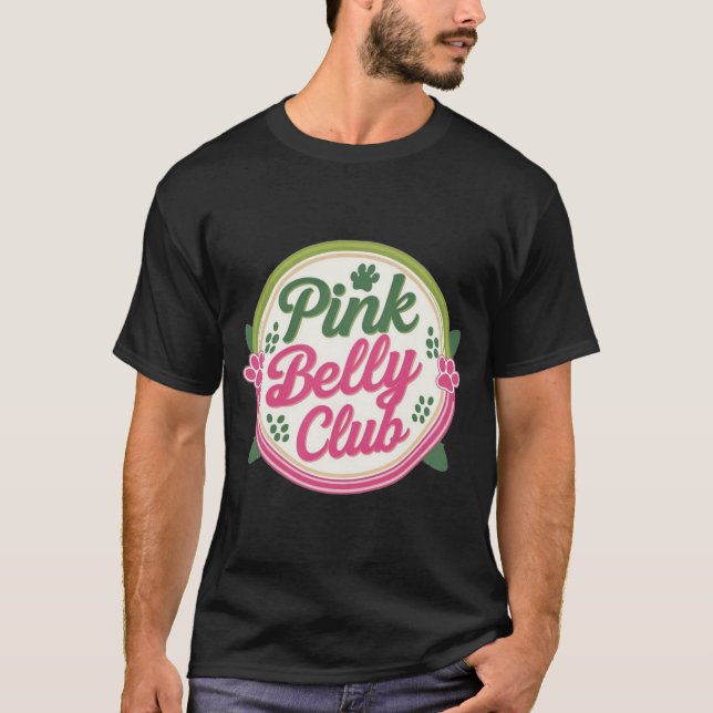 Rosa Belly Klubb Logotyp Basic Mörk T-Shirt (Framsida)