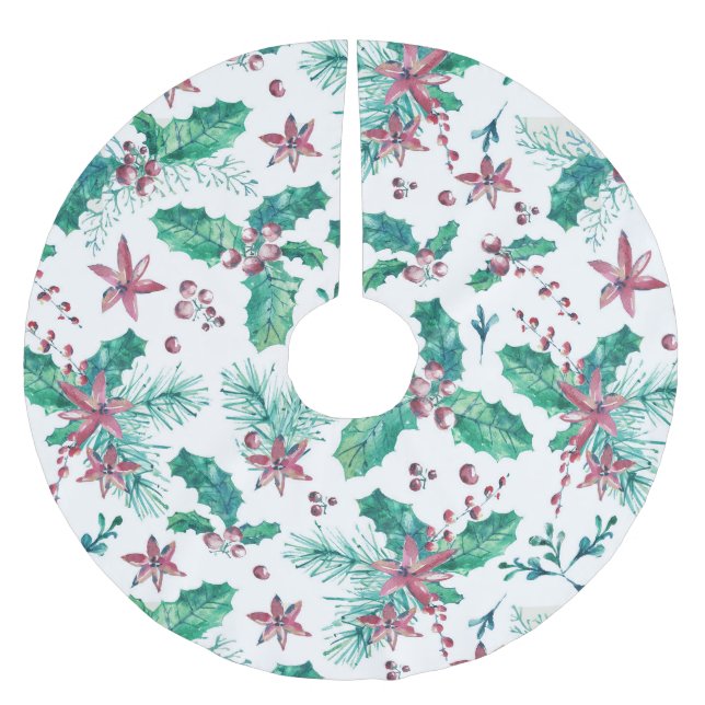 Rosa Berries and Flowers Julgransmatta Borstad Polyester (Framsidan)