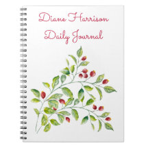 Rosa Berries och Grönt Foliage Bröllop Journal