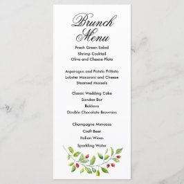 Rosa Berries och Grönt Foliage Bröllop Menu Meny