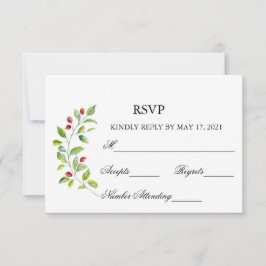 Rosa Berries och Grönt Foliage Bröllop Reply OSA Kort