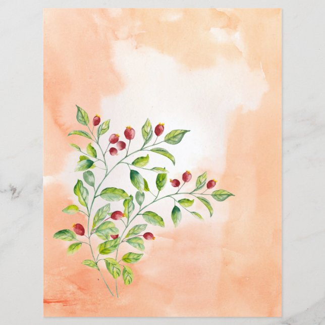 Rosa Berries och Grönt Foliage Bröllop Stationery (Framsida)