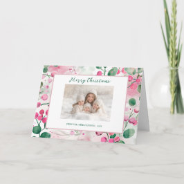 Rosa Berries Photo Blommigt-julkort Helgkort