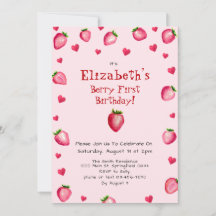 Rosa Berry First Birthday Strawberry Anpassningsba