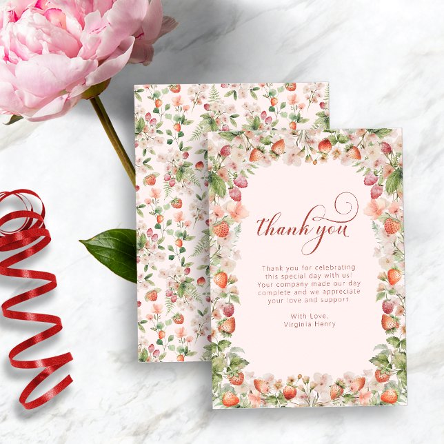 Rosa Berry First Tack Kort (Pink Berry First Thank You Card
)