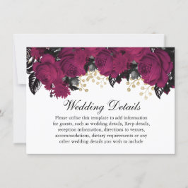 Rosa Berry Guld Marsala Blommor Bröllopsdetaljer Inbjudningar