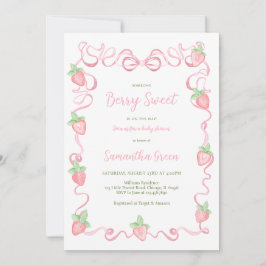 Rosa Berry Sweet Baby Shower Inbjudningar