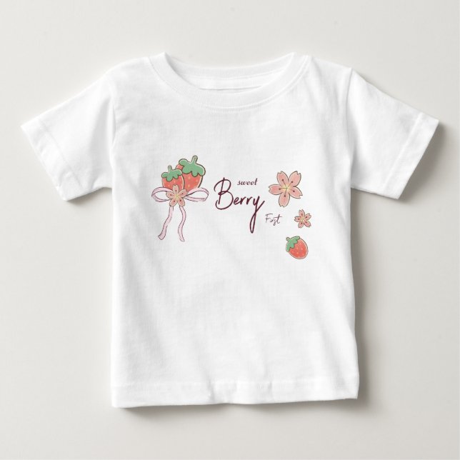 Rosa Berry Sweet Girl First Birthday T Shirt (Framsida)