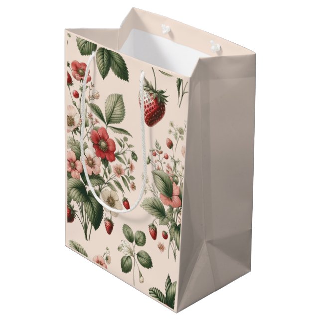 Rosa Berry Sweet över hela jordgubbsberget Mönster (Baksidan Vinklad)