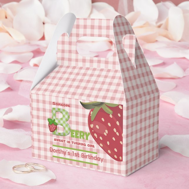 Rosa Berry Sweet Strawberry Favbox Presentaskar (Bröllop)