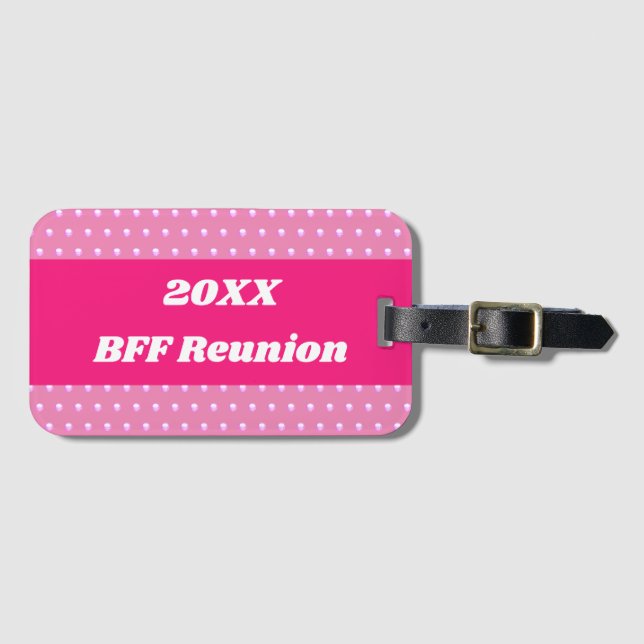 Rosa Best Friend Reunion Bright Polka dots Girly Bagagebricka (Framsida horisontal)