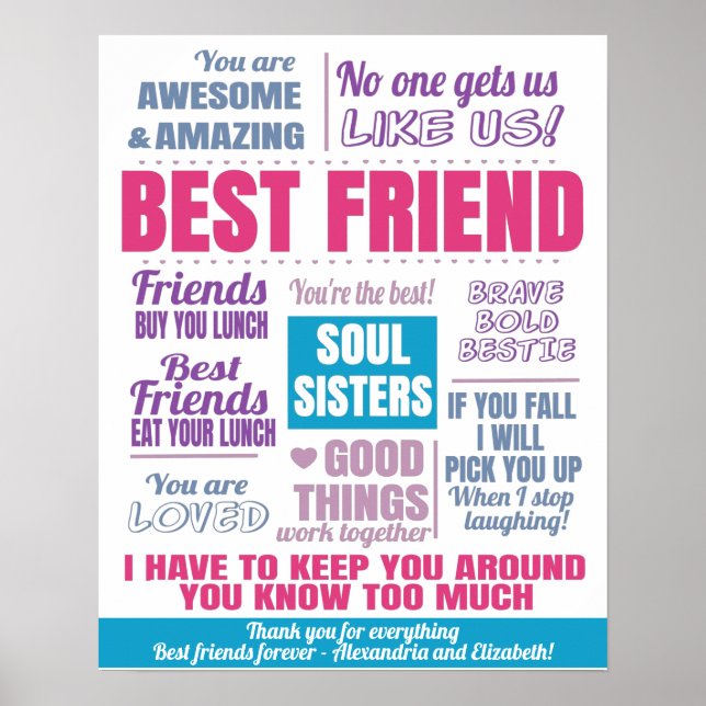 Rosa Best Friends Bestie-offerter Poster (Framsidan)