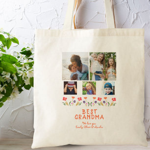 Rosa Best Grandma Flowers 5 Photo Collage Keepsak Tygkasse