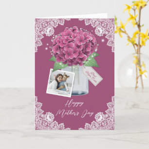Rosa Best Mamma någonsin Blommigt Photo Lycklig Mo Kort