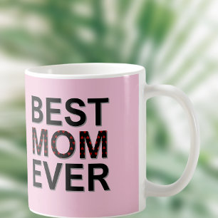 Rosa Best Mamma någonsin Mors dag med Red Hearts Kaffemugg