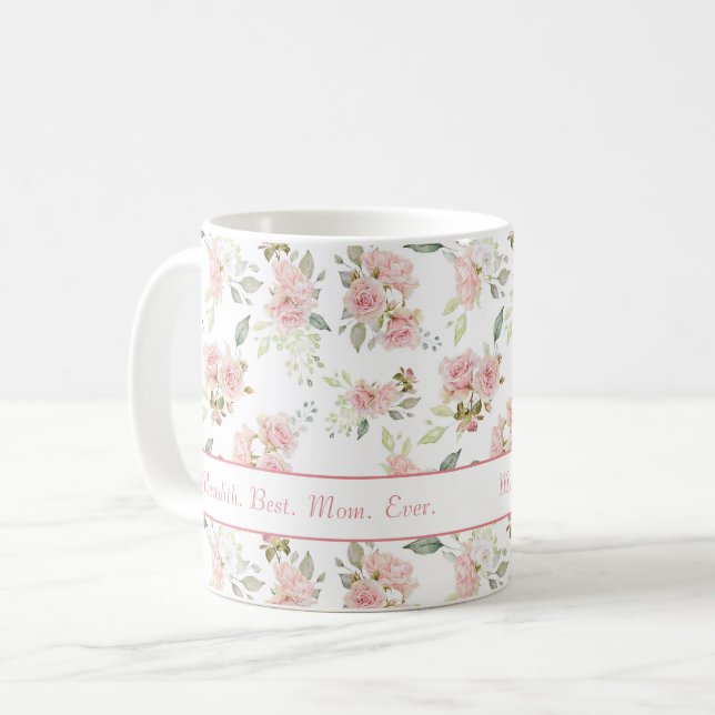 Rosa Best Mamma någonsin namngiven Kaffemugg (Framsida vänster)