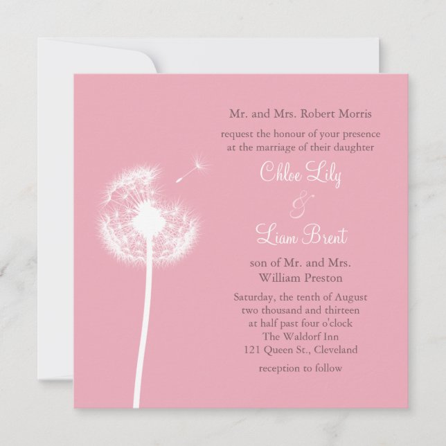 Rosa Best Önskemål! Bröllopsinbjudan Inbjudningar (Framsida)