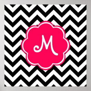 Rosa beställnings- Monogram för neon med Poster