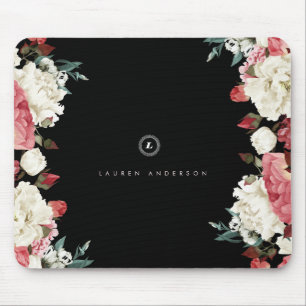 Rosa beställnings- Monogram Mousepad för vintage Musmatta