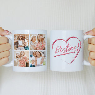 Rosa Besties Best Friends 4 Photo Collage Kaffemugg