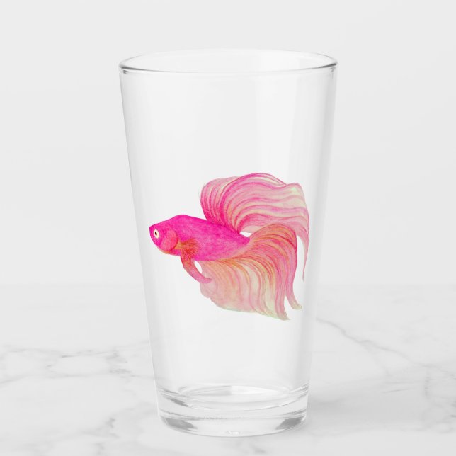 Rosa Betta Fish Watercolor Glaskopp (Framsida)