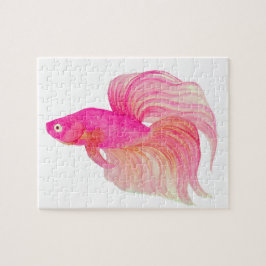 Rosa Betta Fish Watercolor Pussel