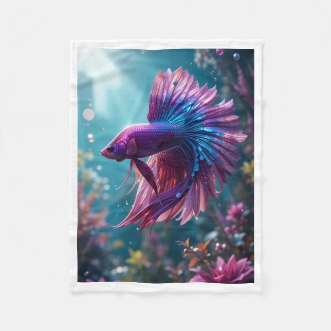 Rosa Betta Fiskfilt Fleecefilt (Framsidan)