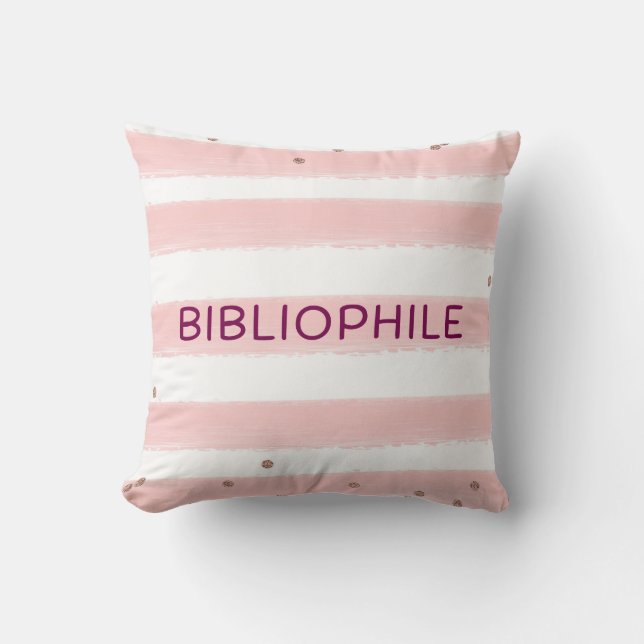 Rosa bibliofils bokiga kastkudde kudde (Framsida)