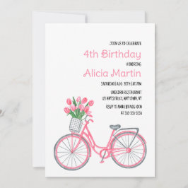 Rosa Bicycle Basket Tulip blommar i alla åldrar Inbjudningar