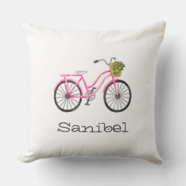 Rosa Bicycle Flower Basket PLACATION Sanibel Rolig Kudde