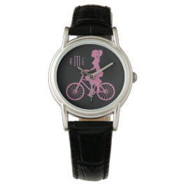 Rosa Bicycle on Black Monogram Armbandsur