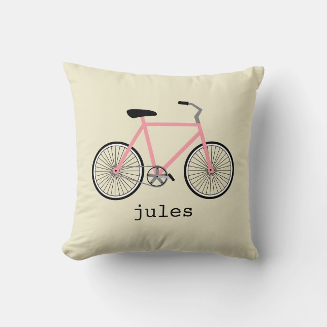 Rosa Bicycle Personlig Pillow Kudde (Framsida)