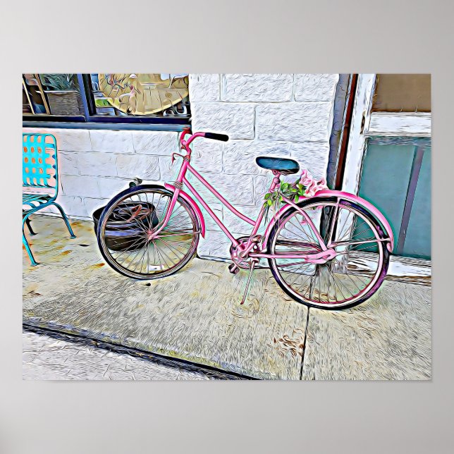 Rosa Bicycle - poster vägg (Framsidan)