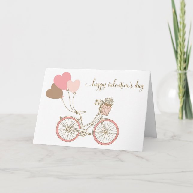 ROSA BICYCLES OCH BALLOONS VALENTINS DAGKORT HELGKORT (Framsida)