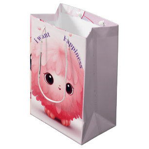 Rosa Big-eyed Furball Tecknade figurer Medium Gif