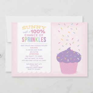 Rosa Big Sister Cuptårta Baby Sprinkle-inbjudan Inbjudningar