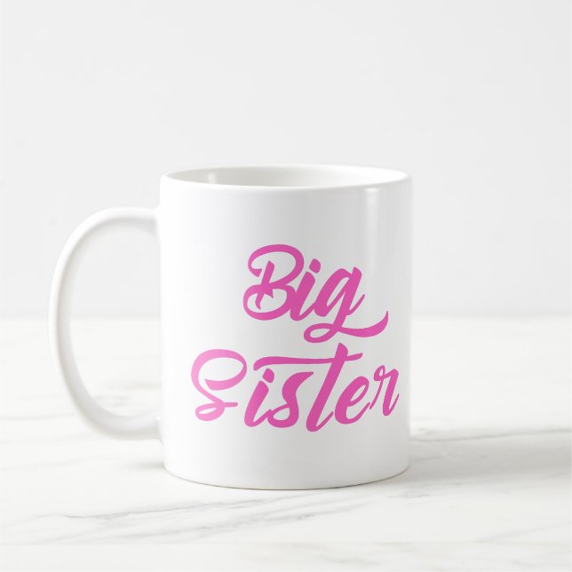Rosa Big Sister Typography Kaffemugg (Vänster)