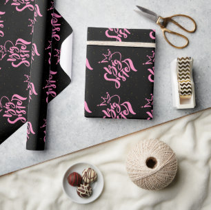 Rosa Big Sister Typography med glitter Presentpapper