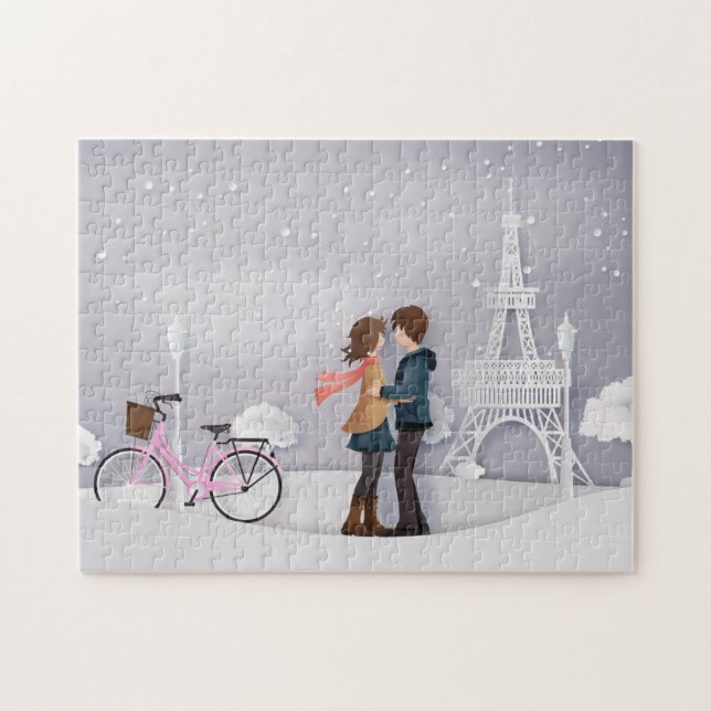 Rosa Bike Paris Couple Pussel (Horisontell)