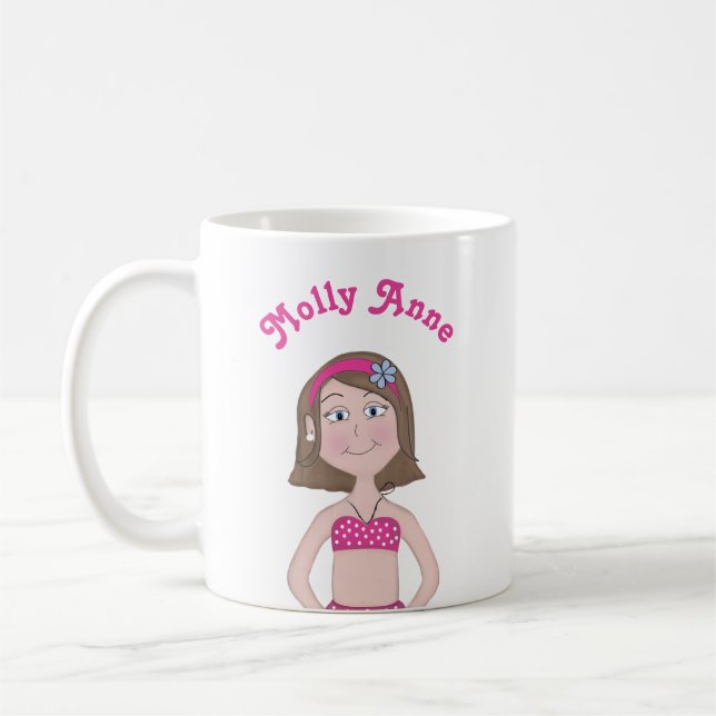 Rosa bikini, ljus hy, brunett, blå ögon, Bob Kaffemugg (Vänster)