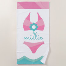 Rosa Bikini Personlig Swimdress Beach Towel