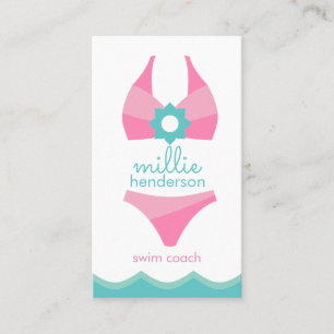 Rosa Bikini Swimdress Business eller kontaktkort Visitkort