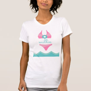 Rosa Bikini Swimdress Personlig T-Shirt