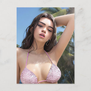 Rosa Bikini-vykort Vykort