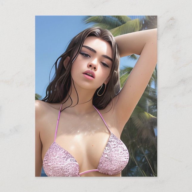 Rosa Bikini-vykort Vykort (Framsida)