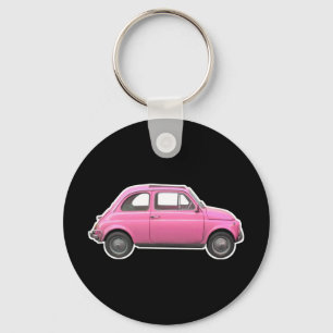 Rosa bil för Fiat 500 Cinquecento vintagesixties Nyckelring