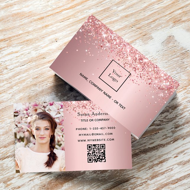  rosa, bild QR-kod, damm från glitter Visitkort (Skapare uppladdad)