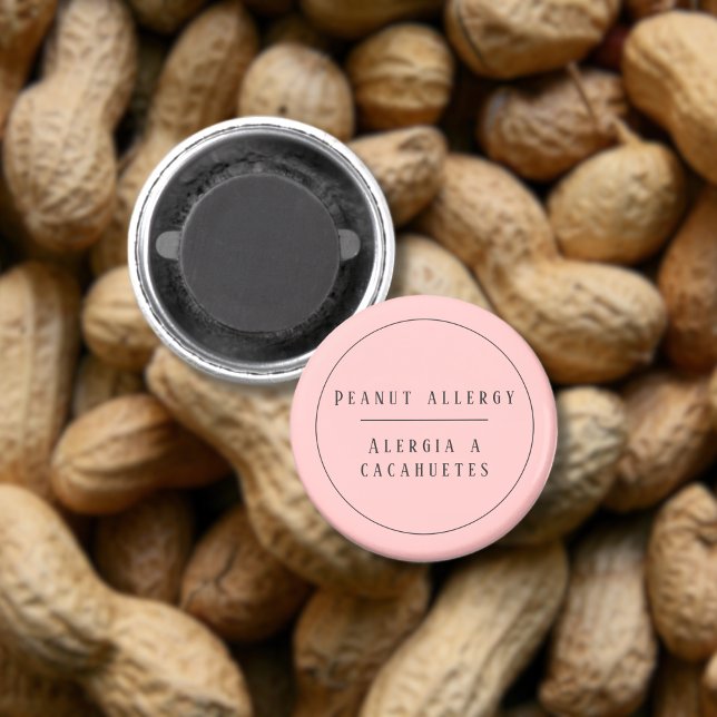 Rosa Bilingual Peanut Allergy Alert Spanska Magnet (Bilingual peanut allergy warning  magnet. Spanish personalized name & text. multlingual project)