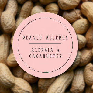 Rosa Bilingual Peanut Allergy Alert Spanska Runt Klistermärke