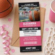 Rosa Biljett till Basket Birthday Party